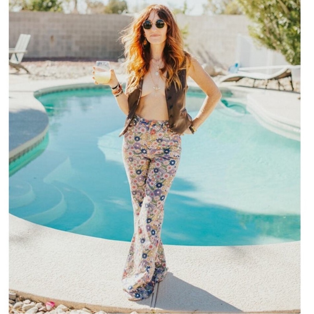 Wrangler x free people wanderer floral bell bottoms